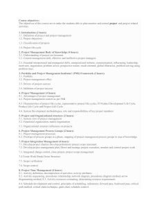 Project Management Course Syllabus & Objectives