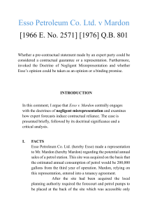 Esso v Mardon: Negligent Misrepresentation Case Analysis