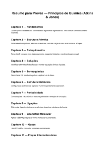 Resumo de Qu&iacute;mica - Princ&iacute;pios de Qu&iacute;mica (Atkins & Jones)