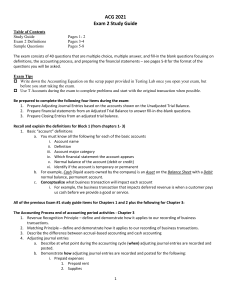 ACG 2021 Exam 2 Study Guide: Accounting Definitions & Sample Questions