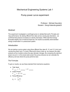 Pump Power Curve Experiment Lab Report