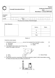 Physics Continuous Assessment 2 Secondary 2