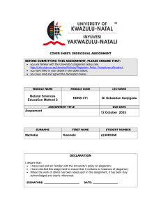 Natural Sciences Education Lesson Plan Assignment