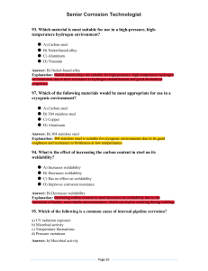 Senior Corrosion Technologist Exam Questions