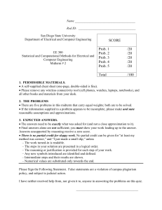 EE 300 Midterm #2: Statistical & Computational Methods