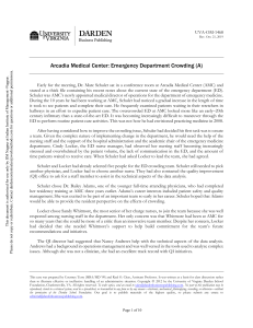 Arcadia Medical Center: ED Crowding Case Study