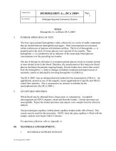 Hemoglobin A1c Test Procedure for DCA 2000+ Analyzer