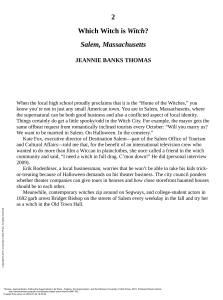 Which Witch is Witch? Salem's Witch Tourism & Folklore