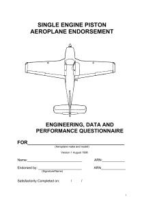Single Engine Piston Aeroplane Endorsement Questionnaire