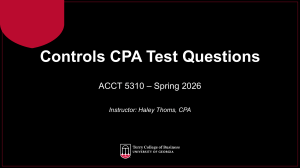 CPA Test Questions on Internal Controls