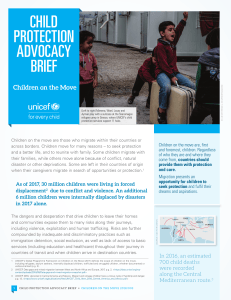 UNICEF Children on the Move Child Protection Advocacy Brief