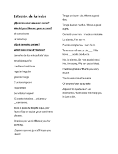 Frases para una estaci&oacute;n de helados: espa&ntilde;ol-ingl&eacute;s