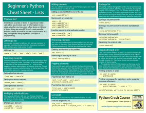 Beginner's Python Cheat Sheet: Lists