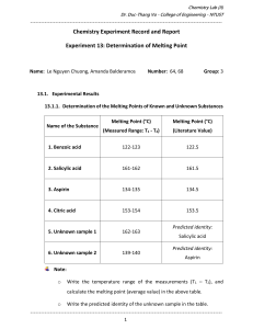 Chemistry Lab Report: Melting Point Determination Experiment