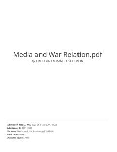 Media and War Relation: Research on Media's Role in Conflict