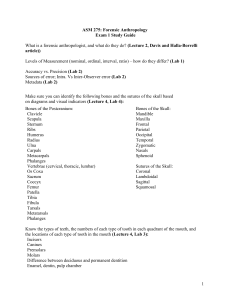 ASM 275 Forensic Anthropology Exam 1 Study Guide