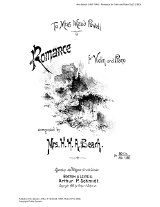 Amy Beach Romance for Violin and Piano Op23 (1893)