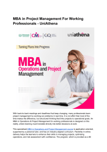MBA in Operations & Project Management - UniAthena