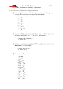 Exerc&iacute;cios de Fun&ccedil;&atilde;o Exponencial, Equa&ccedil;&atilde;o e Inequa&ccedil;&atilde;o Exponencial