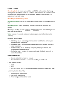 Chapter 1 Marketing Outline: Goals, Strategy, Value Creation