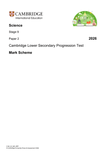 Cambridge Stage 9 Science Paper 2 Mark Scheme 2026