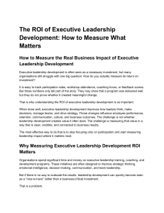 ROI of Executive Leadership Development: How to Measure What Matters