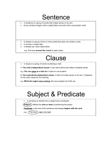 Grammar: Sentences, Phrases, Clauses
