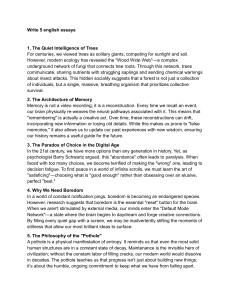 5 English Essay Prompts on Nature, Mind, and Society
