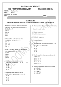 Blooms Academy Year 11 Math Mid-Term Assessment 2018/2019