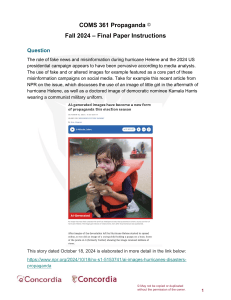 COMS 361 Propaganda Final Paper: Fake News Analysis