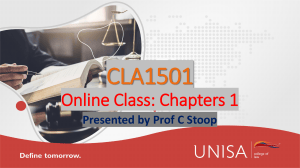 CLA1501: South African Legal System - Online Class