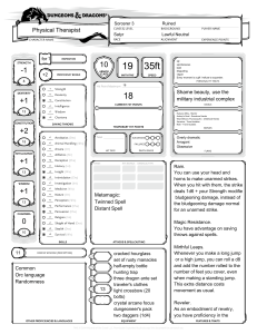 Dungeons & Dragons Sorcerer 3 Character Sheet - Physical Therapist