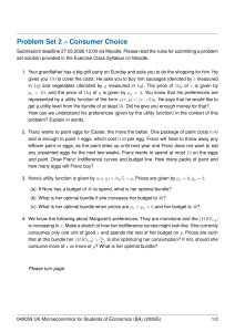 Microeconomics Problem Set 2: Consumer Choice