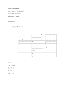 Grade 11 Math Assignment 1: Puzzles & Investigations