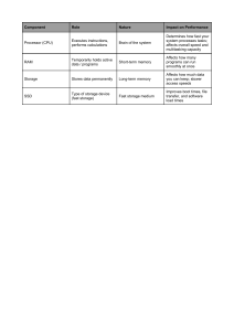 Computer Components Table: CPU, RAM, Storage, SSD