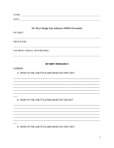 MBTI Personality Research Worksheet