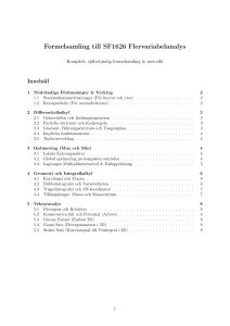 Formelsamling SF1626 Flervariabelanalys