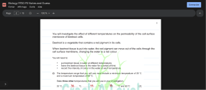 Biology 9700 P3 Notes: Beetroot Membrane Experiment