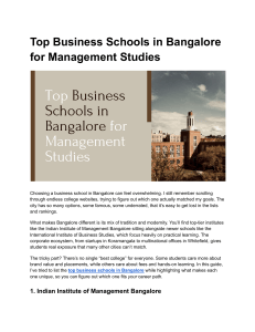 Top Business Schools in Bangalore for Management Studies