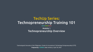 Technopreneurship Training 101: Module 1 Overview