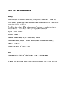 Units and Conversion Factors: Energy and Area