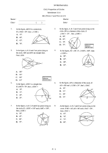 S4 Math Worksheet 11-4: Circle Properties MCQs
