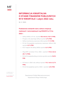 Informacja kwartalna o finansach publicznych IV kw. 2022 i cały 2022 r.