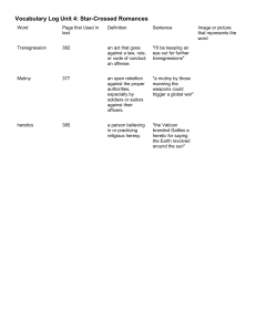 Vocabulary Log Unit 4: Star-Crossed Romances