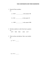 Year 4 Mathematics Mid-Term Exam Questions