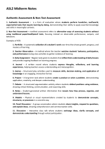 ASL2 Midterm Notes: Authentic & Non-Test Assessment