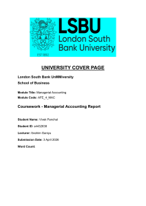 Managerial Accounting Coursework: Cost Classification & Overhead Allocation