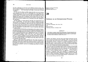 Intimacy as an Interpersonal Process: Research Chapter