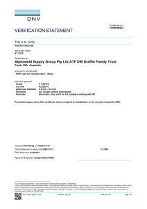 DNV Verification Statement for XT-7016 Electrode