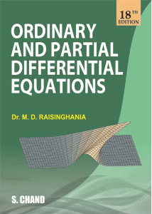 Ordinary and Partial Differential Equations Textbook by Raisinghania